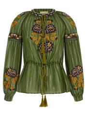 Valentino Garavani Embroidered Lurex Silk Shirt