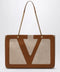 Valentino Garavani Large Viva Superstar Bag in Natural/Spice Canvas
