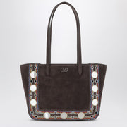 Valentino Garavani Mini tote bag Nellcôte in brown suede leather
