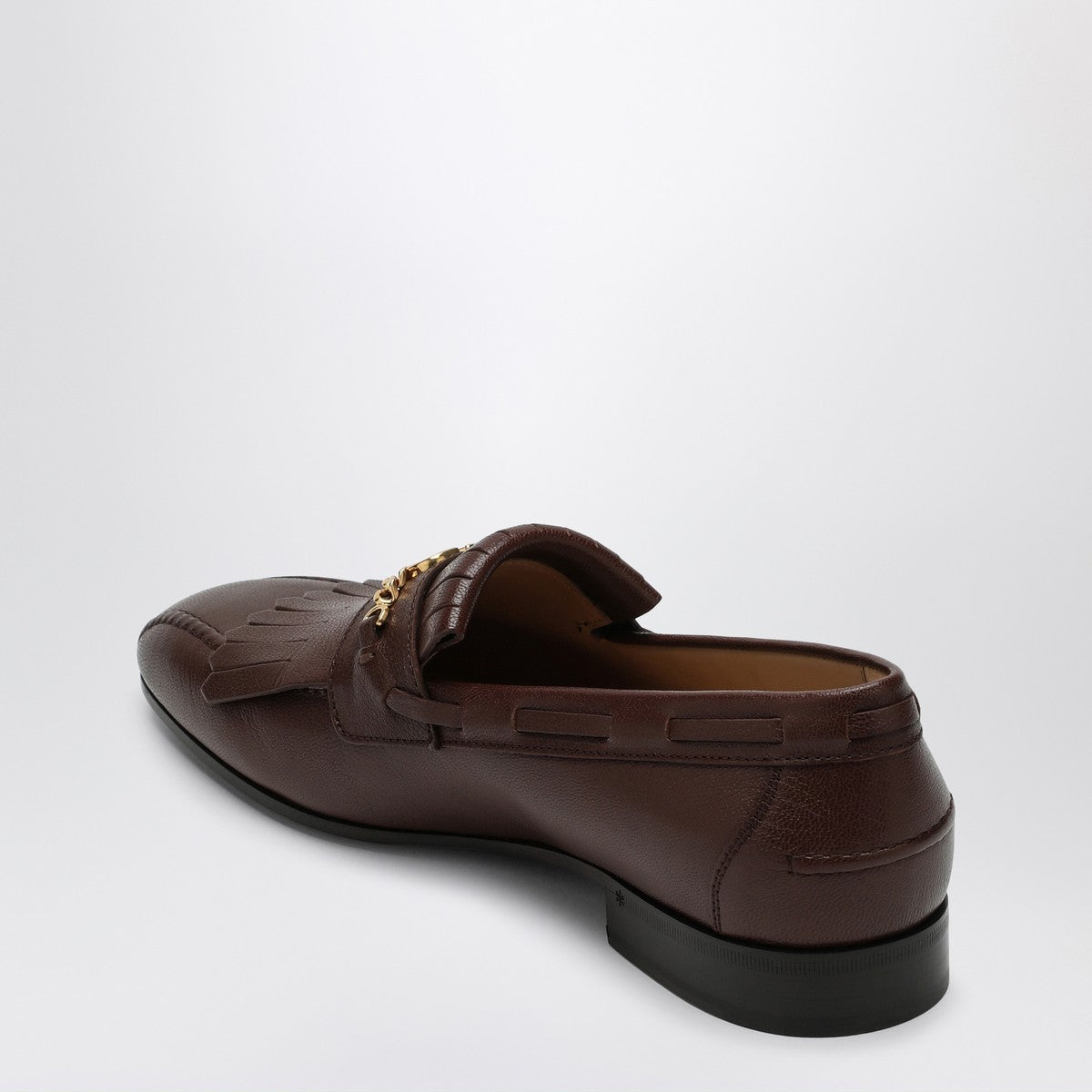 Valentino Garavani Moccasin Vlogo Signature coffee color with fringes
