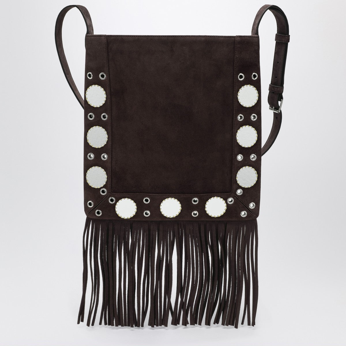 Valentino Garavani Nellcôte brown suede bag with fringes