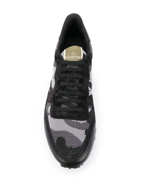 Valentino Garavani Rockrunner Camouflage Sneaker In Fabric-Mesh
