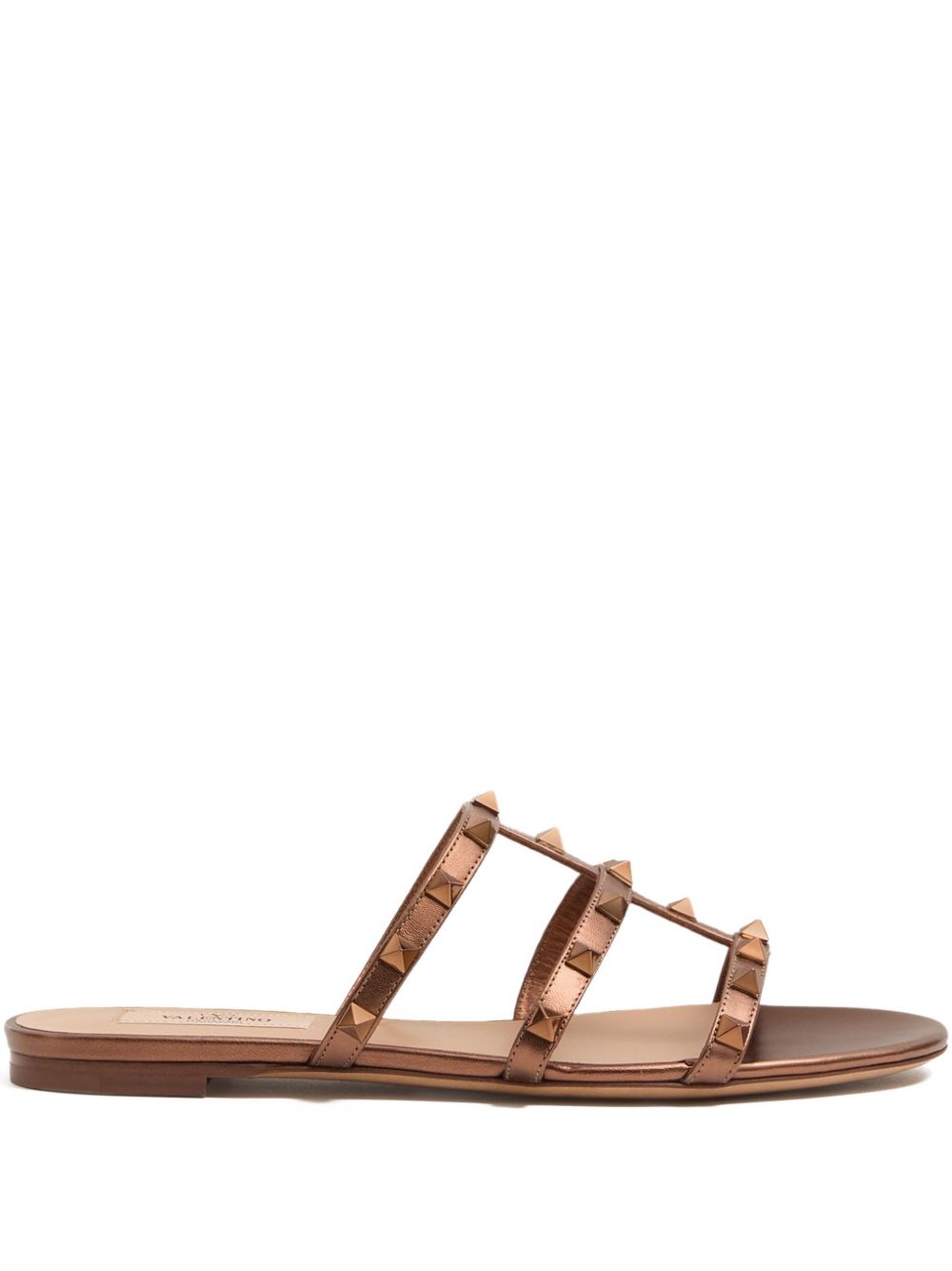 Valentino Garavani Rockstud Low Slide Sandal in Laminated Nappa Leather