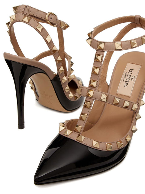 Valentino Garavani Rockstud Patent Pumps With 100mm Straps