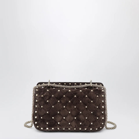 Valentino Garavani Rockstud Spike bag in brown suede