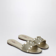 Valentino Garavani Roman Stud Sandals in Platinum Colour