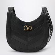 Valentino Garavani Small Hoboho bag in black chevron-pattern nappa
