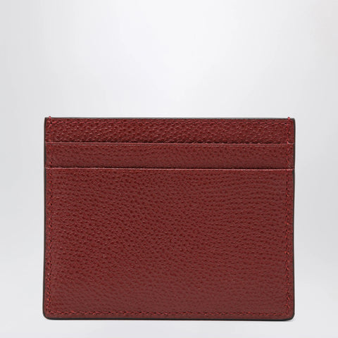 Valentino Garavani VLogo Signature card holder in grained calfskin, russet red