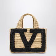Valentino Garavani Viva Superstar Crochet small natural/black bag