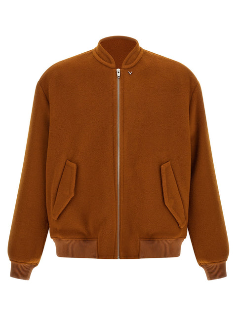 Valentino Garavani Vlogo Orange Bomber Jacket