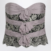 Valentino Grey/mauve/gold chiffon silk top