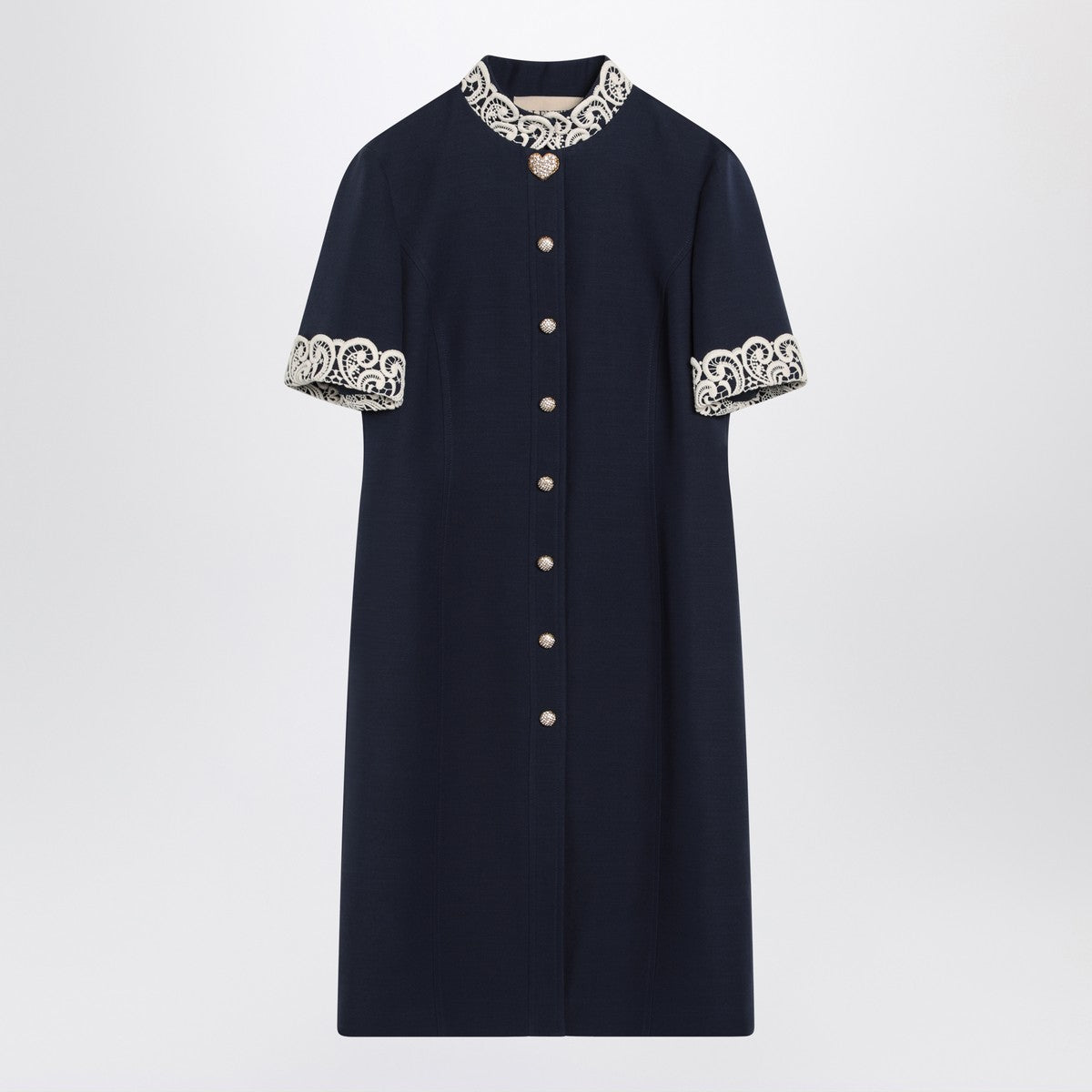 Valentino Indigo blue dress with macramé trim