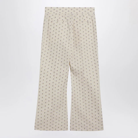 Valentino Ivory trousers with floral pattern