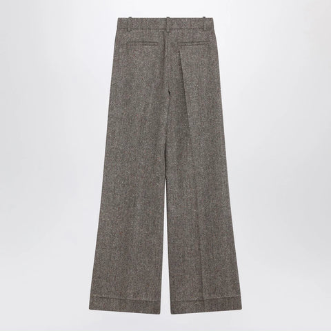 Valentino Ivory/brown patterned wool trousers
