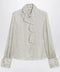 Valentino Light beige silk-blend shirt with ruffles