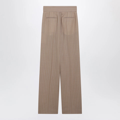 Valentino Mud-colored pinstripe wool trousers