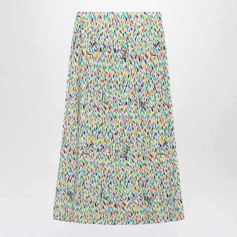 Valentino Multicolored pleated silk midi skirt