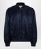 Valentino Shiny navy blue zip-up bomber jacket with Vlogo