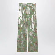 Valentino Silk trousers with all-over print in green