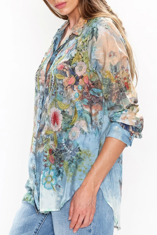 Valeria Embroidered Shirt-Shirt-Aratta-XS-Blue Wash-Urbanheer