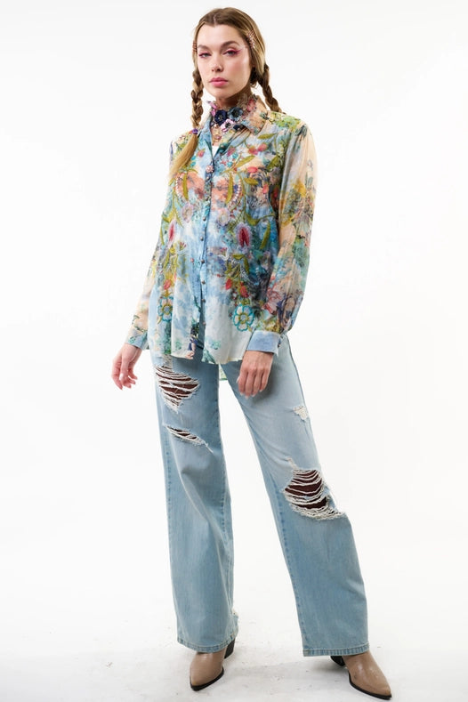 Valeria Embroidered Shirt-Shirt-Aratta-XS-Blue Wash-Urbanheer