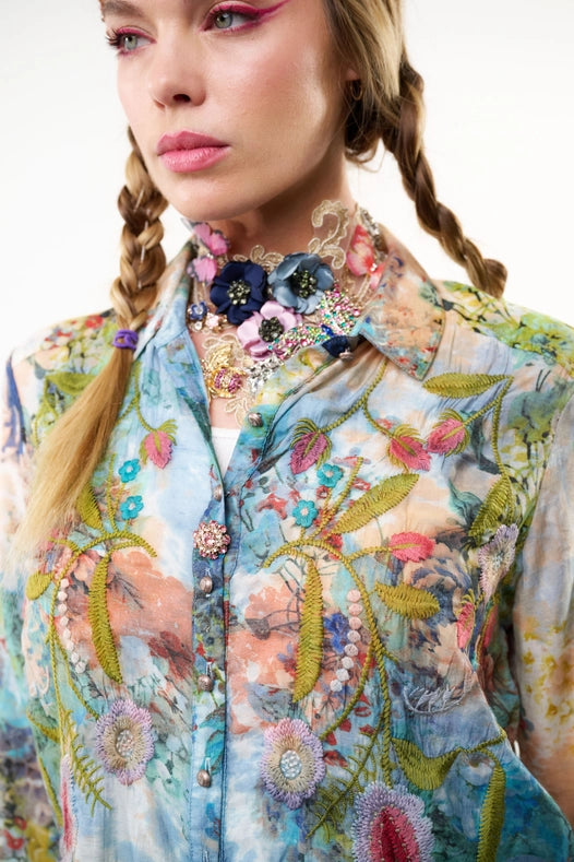 Valeria Embroidered Shirt-Shirt-Aratta-XS-Blue Wash-Urbanheer