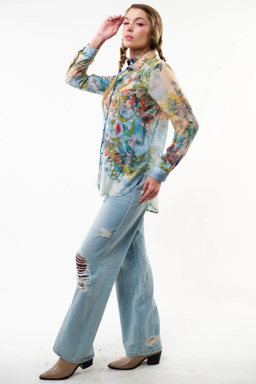 Valeria Embroidered Shirt-Shirt-Aratta-XS-Blue Wash-Urbanheer
