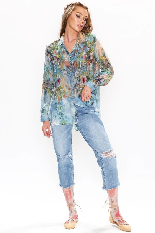 Valeria Embroidered Shirt-Shirt-Aratta-XS-Blue Wash-Urbanheer