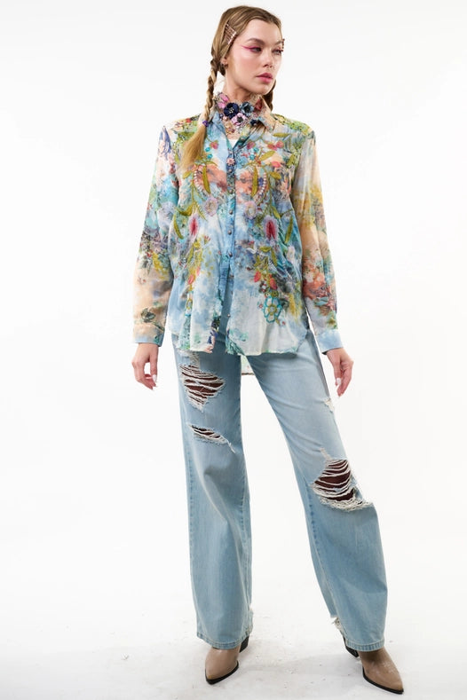 Valeria Embroidered Shirt-Shirt-Aratta-XS-Blue Wash-Urbanheer
