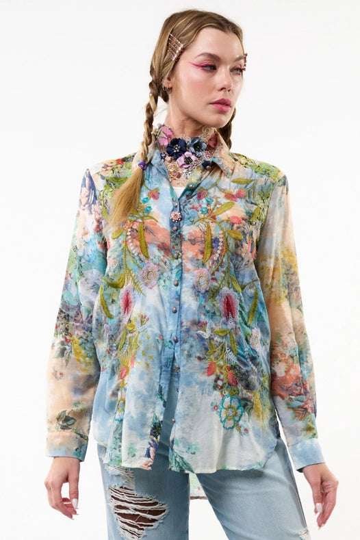 Valeria Embroidered Shirt-Shirt-Aratta-XS-Blue Wash-Urbanheer
