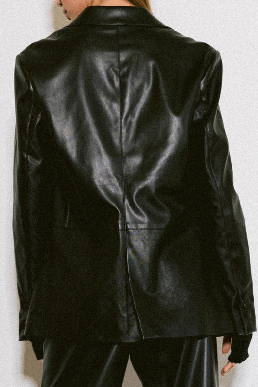 Vb Vegan Leather Blazer Jacket