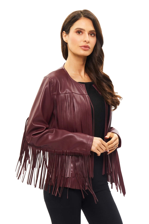 Vegan Leather Fringe Jacket-Jacket-Adore-S-Urbanheer