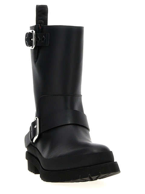 Vegea Fabric Biker Ankle Boots with Buckles