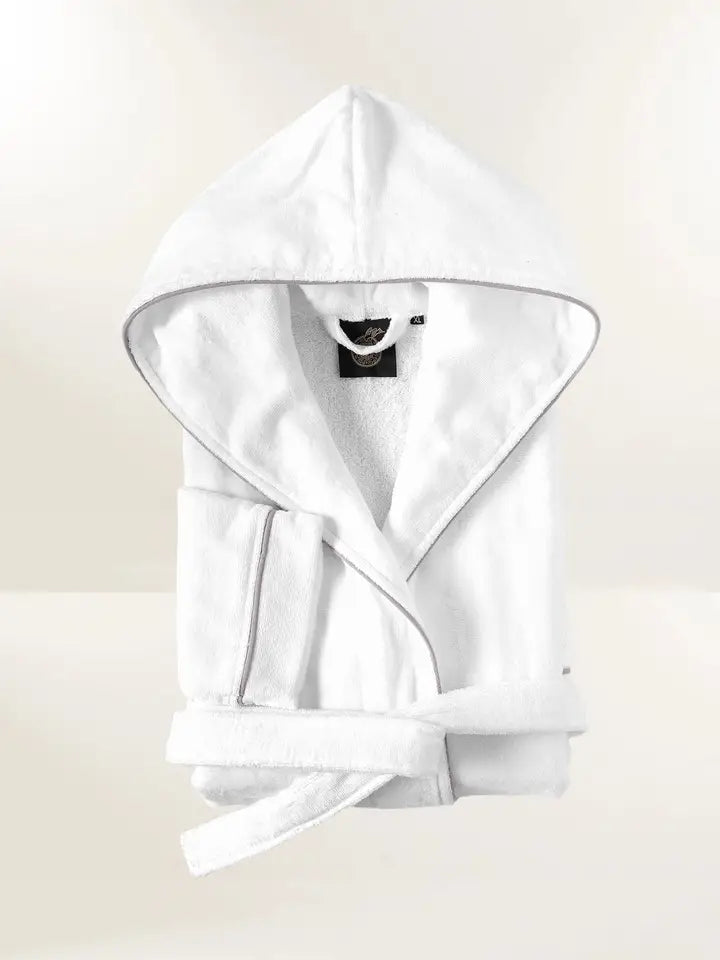 Velour White Bathrobe-Bathrobe-Globaltex Fine Linens-White-Urbanheer