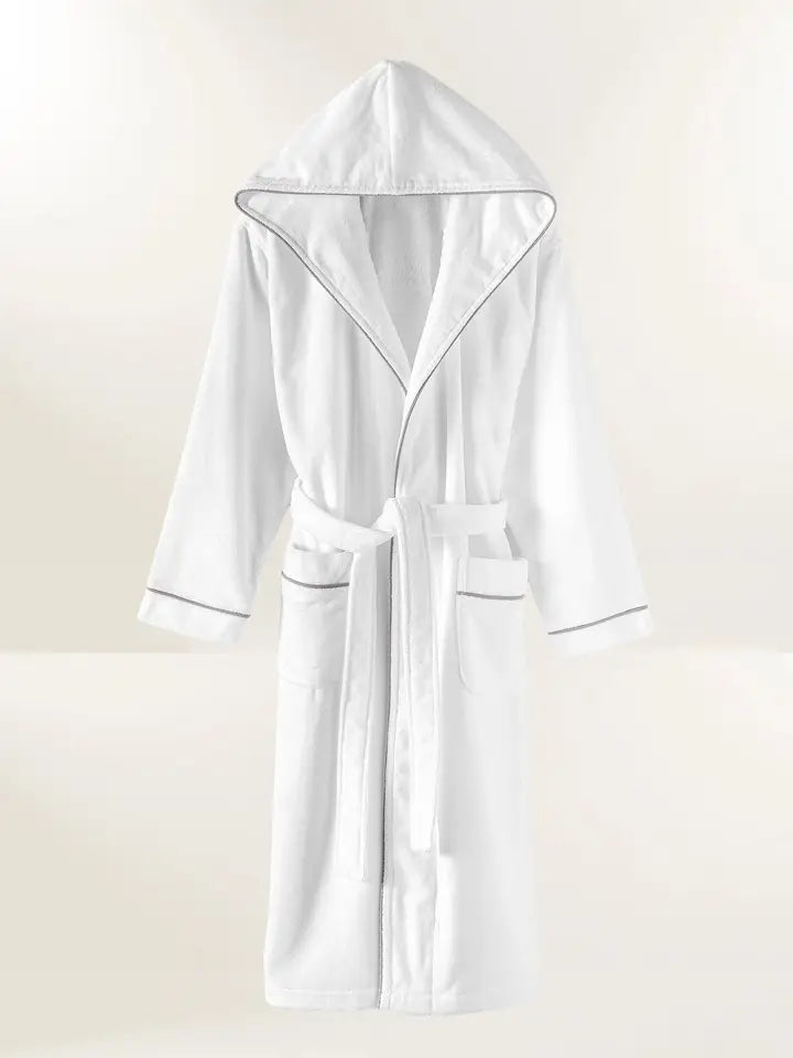 Velour White Bathrobe-Bathrobe-Globaltex Fine Linens-White-Urbanheer