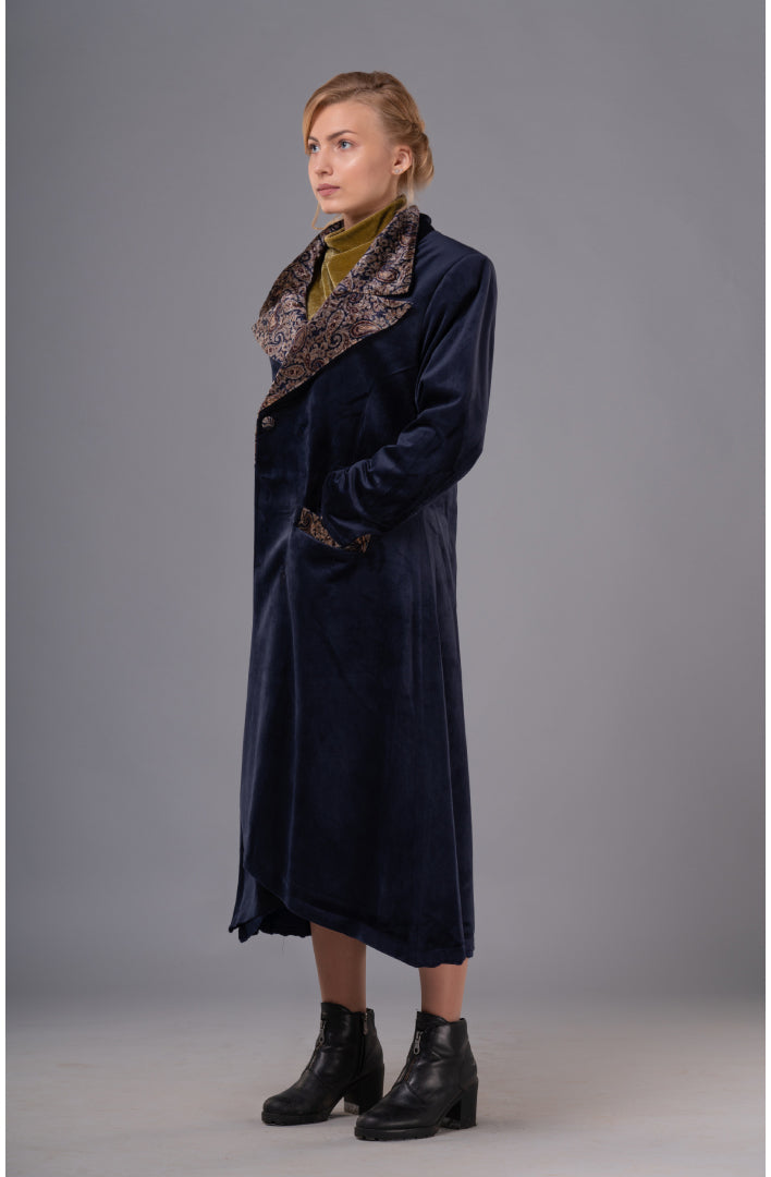 Velvet Double Breasted Coat-Coat-AAMOGH-XS-Blue-Urbanheer