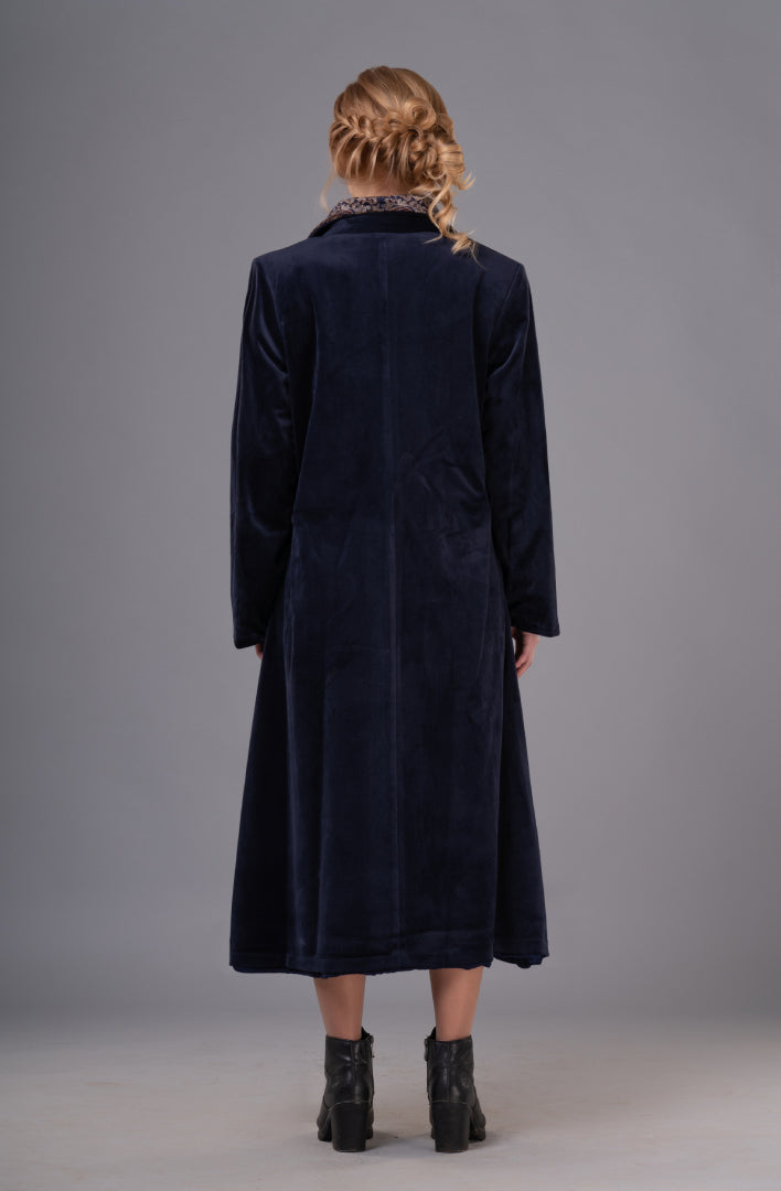 Velvet Double Breasted Coat-Coat-AAMOGH-XS-Blue-Urbanheer