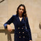 Velvet Double Breasted Jacket Dress Navy-Jacket-Attentif Paris-S-Urbanheer