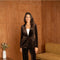 Velvet Fitted Velvet Blazer with Visible Stitching At the Collar