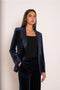 Velvet Fitted Velvet Tuxedo Blazer with Satin Lapel