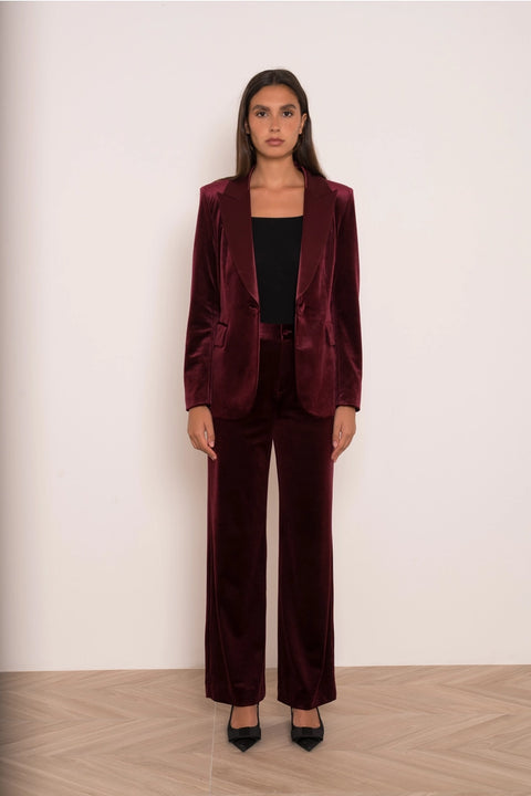 Velvet Fitted Velvet Tuxedo Blazer with Satin Lapel
