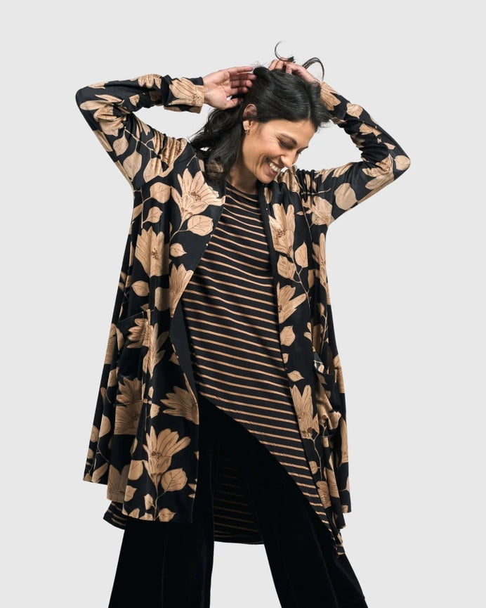 Velvet Smoking Jacket, Floral-Jacket-Alembika-US 4-6-Floral-Urbanheer