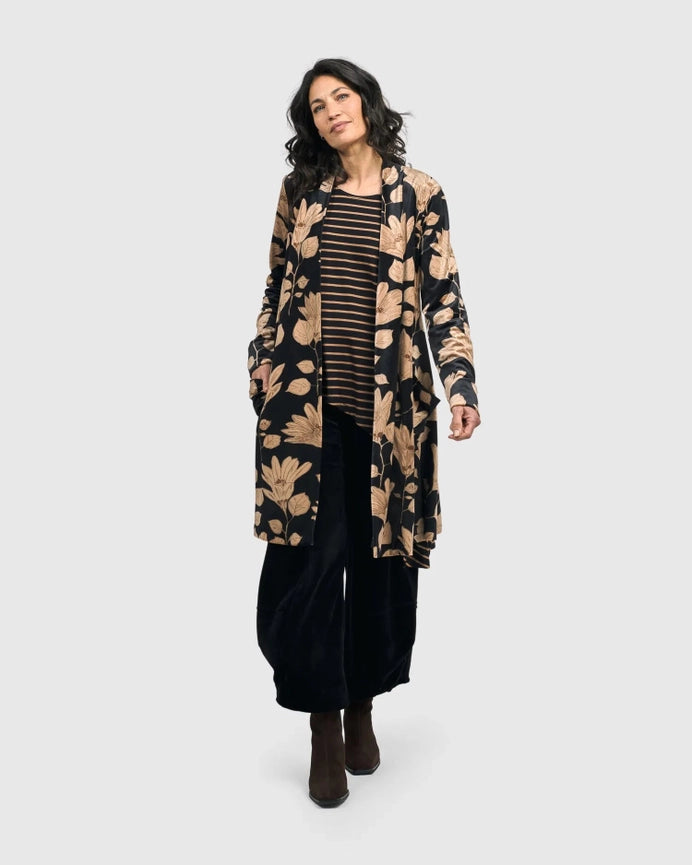 Velvet Smoking Jacket, Floral-Jacket-Alembika-US 4-6-Floral-Urbanheer