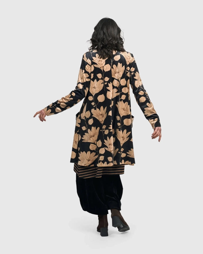Velvet Smoking Jacket, Floral-Jacket-Alembika-US 4-6-Floral-Urbanheer