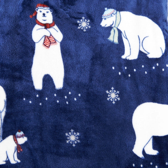 Velvet Throw Blanket - Pearl Collection Navy Polar Bears