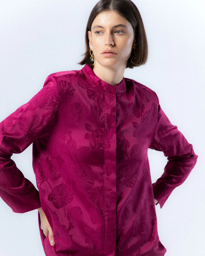 Verónica Jacquard Fuchsia Jacket-Jacket-NIZA-38-Urbanheer