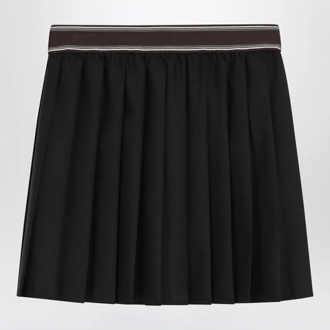 Versace Black Wool and Mohair Pleated Mini Skirt