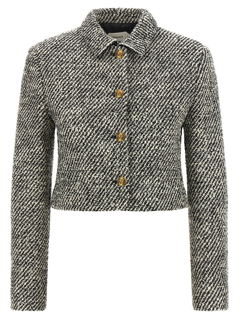 Versace Bouclé Wool Blend Blouson Jacket