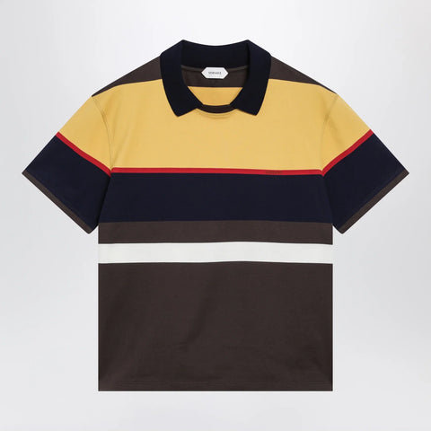 Versace Color-block striped cotton polo T-shirt