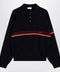 Versace Navy blue cotton knit polo shirt with embroidered logo